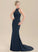 Fabric Trumpet/Mermaid Lace Straps SweepTrain Neckline Silhouette Length HighNeck Dixie Floor Length Natural Waist Bridesmaid Dresses