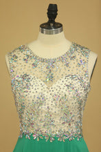 Load image into Gallery viewer, 2024 Scoop Open Back A Line With Beads Prom Dresses Sweep Train