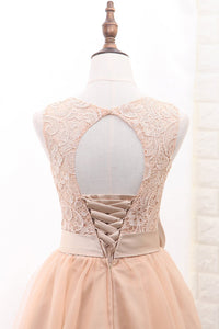 2024 Tulle & Lace Homecoming Dresses Scoop A Line With Sash