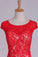 2024 Lace Bateau Homecoming Dress A Line Red Short/Mini