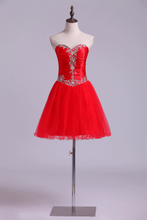 Load image into Gallery viewer, 2024 Homecoming Dresses A Line Sweetheart Beading Short/Mini Ruffles