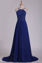 Load image into Gallery viewer, 2024 A Line Spaghetti Straps Beaded Bodice Prom Dresses Chiffon