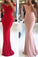 2023 Off The Shoulder Mermaid Prom Dresses Spandex With Applique