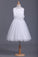 2024 Tulle Bateau A Line With Ruffles And Handmade Flower Flower Girl Dresses