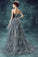 Elegant High Low Strapless Sweetheart Feathers Tulle Gray Prom Dresses with Lace SRS15643