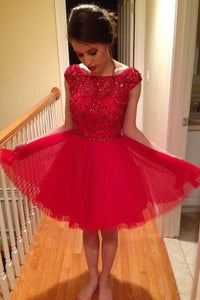 2023 New Homecoming Dresses Scoop Short/Mini Tulle With Beading