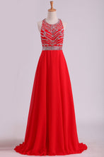 Load image into Gallery viewer, 2024 Halter A-Line/Princess Prom Dresses Tulle &amp; Chiffon Sweep Train