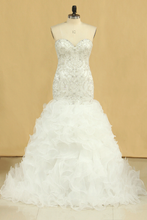 Load image into Gallery viewer, 2024 Hot Plus Size Sweetheart Wedding Dresses Mermaid Organza With Beads And Rhinestones