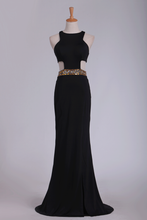 Load image into Gallery viewer, 2024 Spandex Scoop Evening Dresses Sheath With Beading And Slit