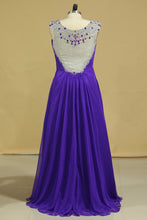 Load image into Gallery viewer, 2024 Prom Dresses A-Line Chiffon With Beads And Ruffles Regency