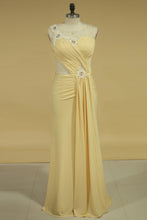Load image into Gallery viewer, 2023  Spandex Scoop Prom Dresses Mermaid/Trumpet With Pearls And Ruffles