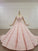 Elegant Ball Gown Pink Long Sleeves Appliques Prom Dresses, Quinceanera SRS20482