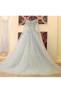 2024 Off The Shoulder Prom Dresses Tulle With Handmade Flowers A Line