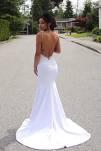Load image into Gallery viewer, Spaghetti Straps Mermaid Wedding Dress With Appliques Sexy Backless Bridal SRSPGZT9APS