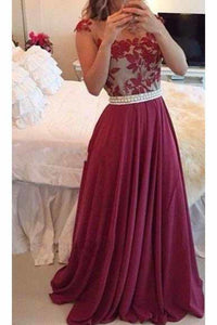 2024 Chiffon Scoop With Applique And Beads Prom Dresses A Line