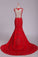 2024 Prom Dresses Straps Mermaid Tulle With Applique Sweep Train
