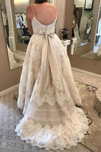 Load image into Gallery viewer, Plus Sizes Ivory Lace Open Back Long Modest Wedding Dresses Bridal Dresses