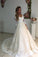 2023 Wedding Dresses A Line V Neck 3/4 Length Sleeves Tulle With Applique