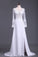 2024 See-Through Prom Dresses V Neck Long Sleeves Chiffon With Applique And Slit