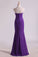 2023 Hot Purple Sweetheart Ruffled Bodice Floor Length Sheath Chifoon Evening Dresses