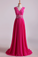 2024 New Arrival V Neck Tulle&Lace Back A Line Exquisite Chiffon Beading Prom Dress