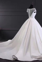 Load image into Gallery viewer, Formal Vintage Ivory Lace Satin Long Ball Gown Wedding Dresses