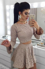 Load image into Gallery viewer, Two Piece A-Line Long Sleeves Lace Short Homecoming Dress