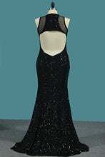 Load image into Gallery viewer, 2024 Sheath Scoop Sequined Bodice Prom Dresses Floor Length Open Back