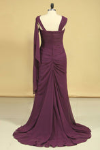 Load image into Gallery viewer, 2024 Straps Mother Of The Bride Dresses Chiffon With Beading And Ruffles Sheath