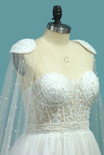Load image into Gallery viewer, 2023 Sweetheart Wedding Dresses A Line Tulle With Beads Sweep Train