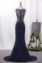 Load image into Gallery viewer, 2023 Chiffon Mermaid Prom Dresses Scoop With Beading Floor Length