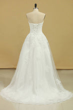 Load image into Gallery viewer, 2024 Wedding Dresses Strapless Tulle With Applique A Line Court Train
