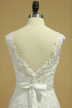 Load image into Gallery viewer, 2024 New Arrival Straps Tulle Column Wedding Dresses With Applique