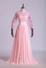 Load image into Gallery viewer, 2024 Bridesmaid Dresses A-Line Scoop Lace And Chiffon Floor-Length