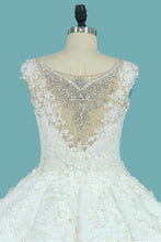 Load image into Gallery viewer, 2024 Bateau Top Quality Lace Ball Gown Wedding Dresses Court Train