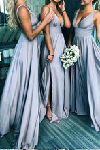 Load image into Gallery viewer, Elegant A Line V Neck Blue Straps Bridesmaid Dresses, Wedding Party SRS20413