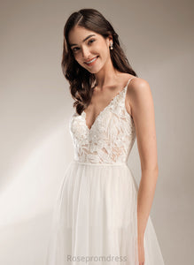 V-neck Wedding Lace Laurel Tea-Length A-Line Dress Tulle Wedding Dresses