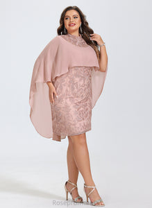 High Felicity Knee-Length Cocktail Dresses Sheath/Column Lace Chiffon Dress Neck Cocktail