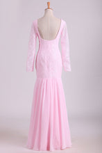 Load image into Gallery viewer, 2024 Lace Bateau Long Sleeves Mermaid Prom Dresses Floor Length
