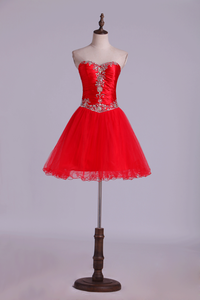 2024 Collection Homecoming Dresses A Line Sweetheart Beading Short Ruffles