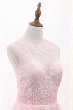 Load image into Gallery viewer, 2024 Lace Homecoming Dresses A Line Scoop With Applique And Beads
