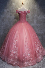 Load image into Gallery viewer, Off The Shoulder Long Ball Gown Lace Princess Prom Dresses Quinceanera Dresses