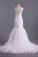 2024 V Neck Wedding Dresses Organza With Applique & Ruffles Mermaid Court Train