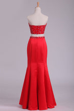 Load image into Gallery viewer, 2024 Sweetheart Beaded Bodice Two-Piece Mermaid Prom Dresses Satin