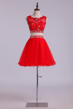 Load image into Gallery viewer, 2024 Homecoming Dresses Scoop Tulle Mini With Beading &amp; Applique Two Pieces