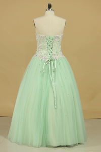 2024 Quinceanera Dresses Sweetheart Ball Gown Tulle With Applique Floor Length