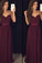 Vestido de Festa Burgundy Simple Chiffon Long Prom Dresses Sweetheart Prom Dresses RS756