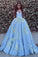 Wonderful Off-the-shoulder Ball Gown Formal Blue Lace Appliques Long Quinceanera SRS14547