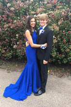 Load image into Gallery viewer, Simple Spaghetti Straps Long Open Back Royal Blue Prom Dresses For Teens
