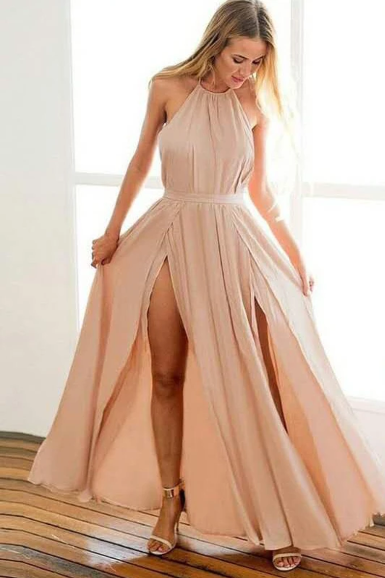 Backless Halter Floor Length Prom Dresses With SRSPZ384JG8
